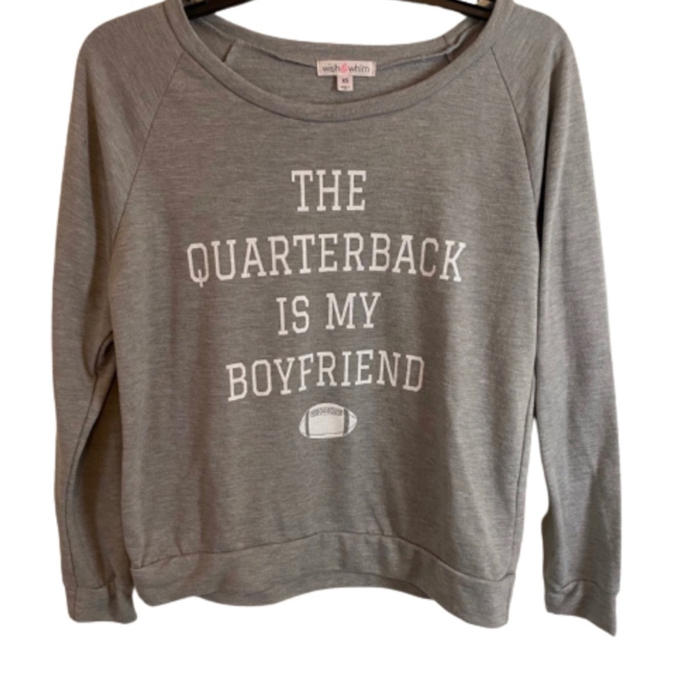 Wish & Whim Quarterback Scoop Neck Women’s sweatshirt Size XS